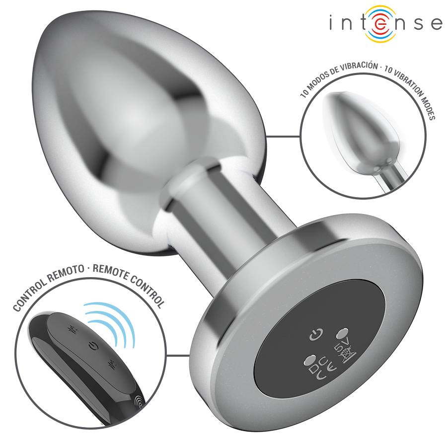 INTENSE - PLUG ANAL 10 VIBRACIONES METAL CON CONTROL REMOTO