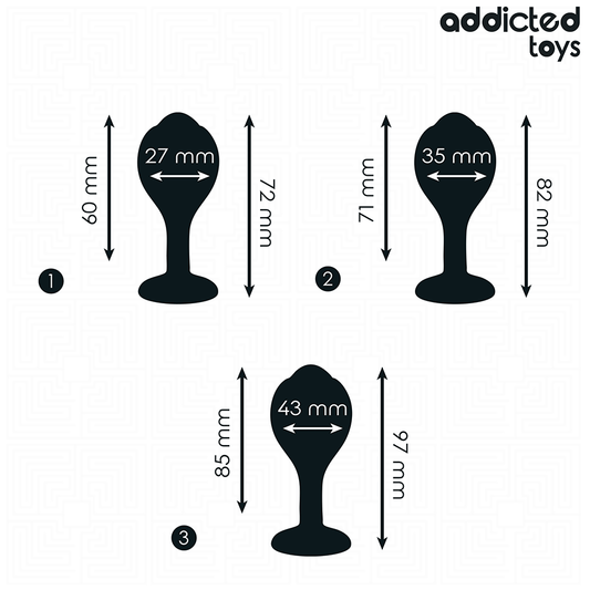 ADDICTED TOYS - SET DE 3 PLUG SILICONA ANAL CON JOYA - Clítorix