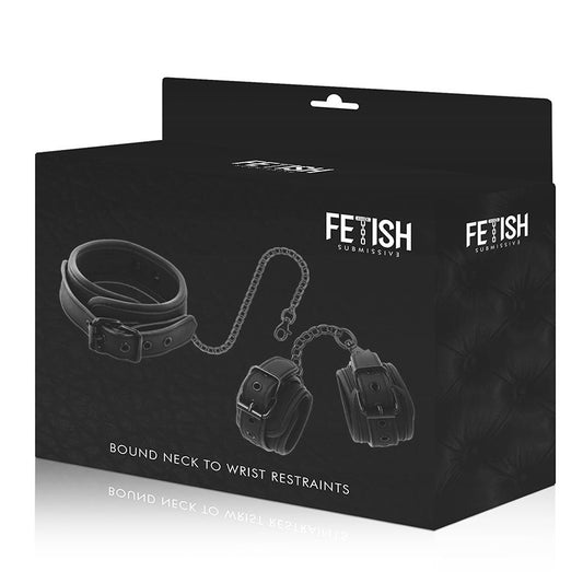 FETISH SUBMISSIVE - COLLAR Y ESPOSAS CUERO VEGANO CON FORRO DE NEOPRENO - Clítorix