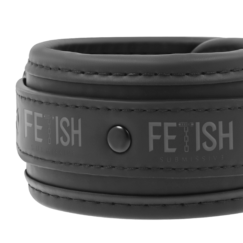 FETISH SUBMISSIVE - COLLAR Y ESPOSAS CUERO VEGANO CON FORRO DE NEOPRENO
