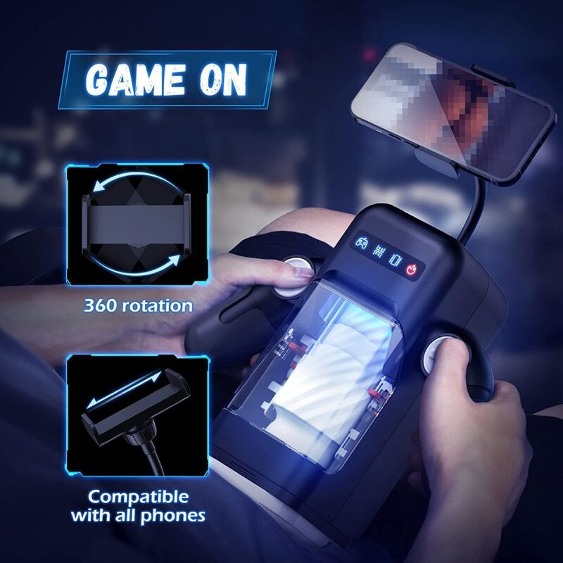 GAME CUP - MASTURBADOR MASCULINO CON VIBRACIÓN Y FUNCIÓN CALOR CON SOPORTE PARA MÓVILES
