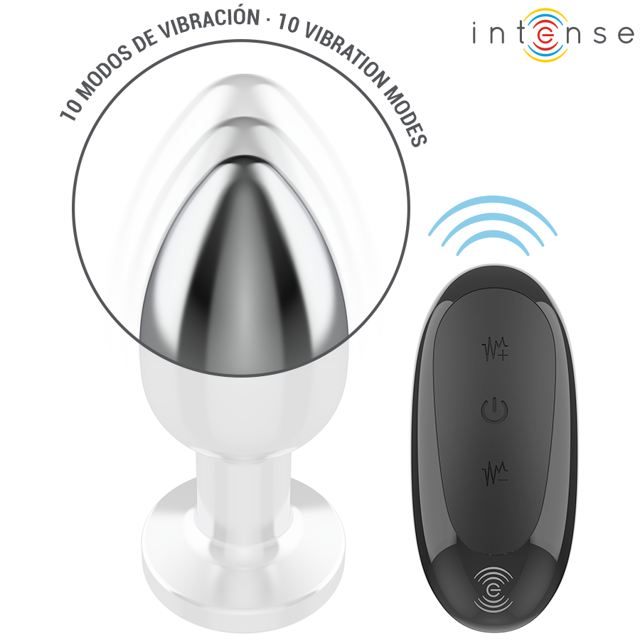 INTENSE - PLUG ANAL 10 VIBRACIONES METAL CON CONTROL REMOTO