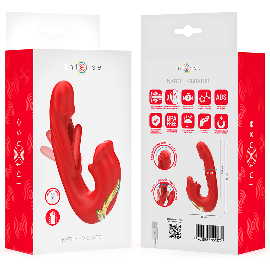 INTENSE - NATHY VIBRADOR DOBLE CON BOCA ESTIMULADORA MULTIFUNCIÓN